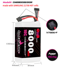 Load image into Gallery viewer, GAONENG GNB 6S 22.2V 8000mAh 10C XT60 Li-ion Battery made with Samsung 21700