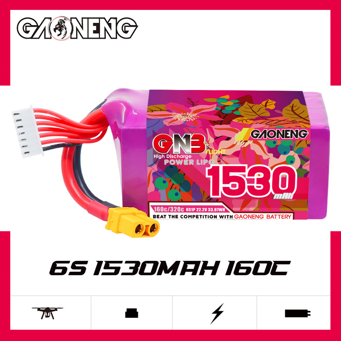 GAONENG GNB 6S 22.2V 1530mAh 160C XT60 LiPo Battery