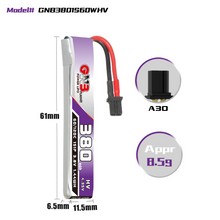 Load image into Gallery viewer, GAONENG GNB LiHV 1S 3.8V 380mAh 60C A30 Cabled LiPo Battery