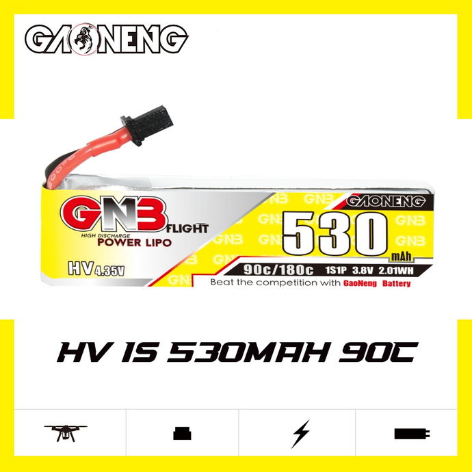 GAONENG GNB LiHV 1S 3.8V 530mAh 90C A30 Cabled LiPo Battery