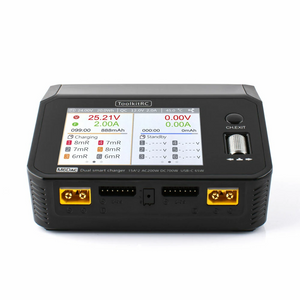 ToolkitRC M6DAC AC 200W DC 700W 15A*2 USB-C 65W QC3.0 Dual Channel Smart Lipo Battery Charger Discharger for 1-6S Lipo Battery