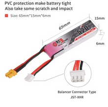 Load image into Gallery viewer, GNB 520mAh 2S 80C/160C 7.6V LiPo Battery HV 2S LiHv Battery with XT30 Plug