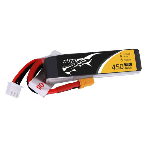 Tattu 450mAh 2S 75C 7.4V Lipo Battery Pack with XT30 Plug-Long size