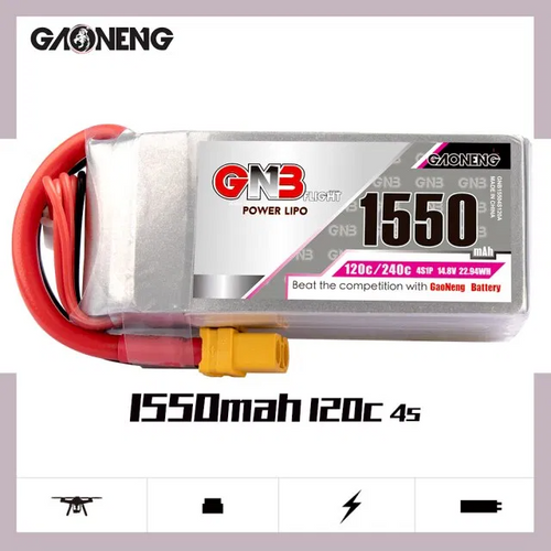 แบตเตอรี่  GNB  FPV Racing/Freestyle 4S 14.8V 1550mA 120C XT60 GAONENG